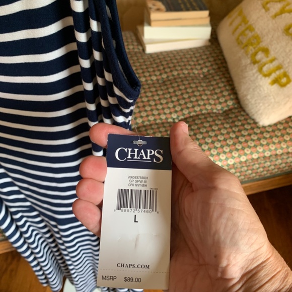 Chaps navy and white striped summer dress. NWT . Retail 79 - Picture 2 of 5